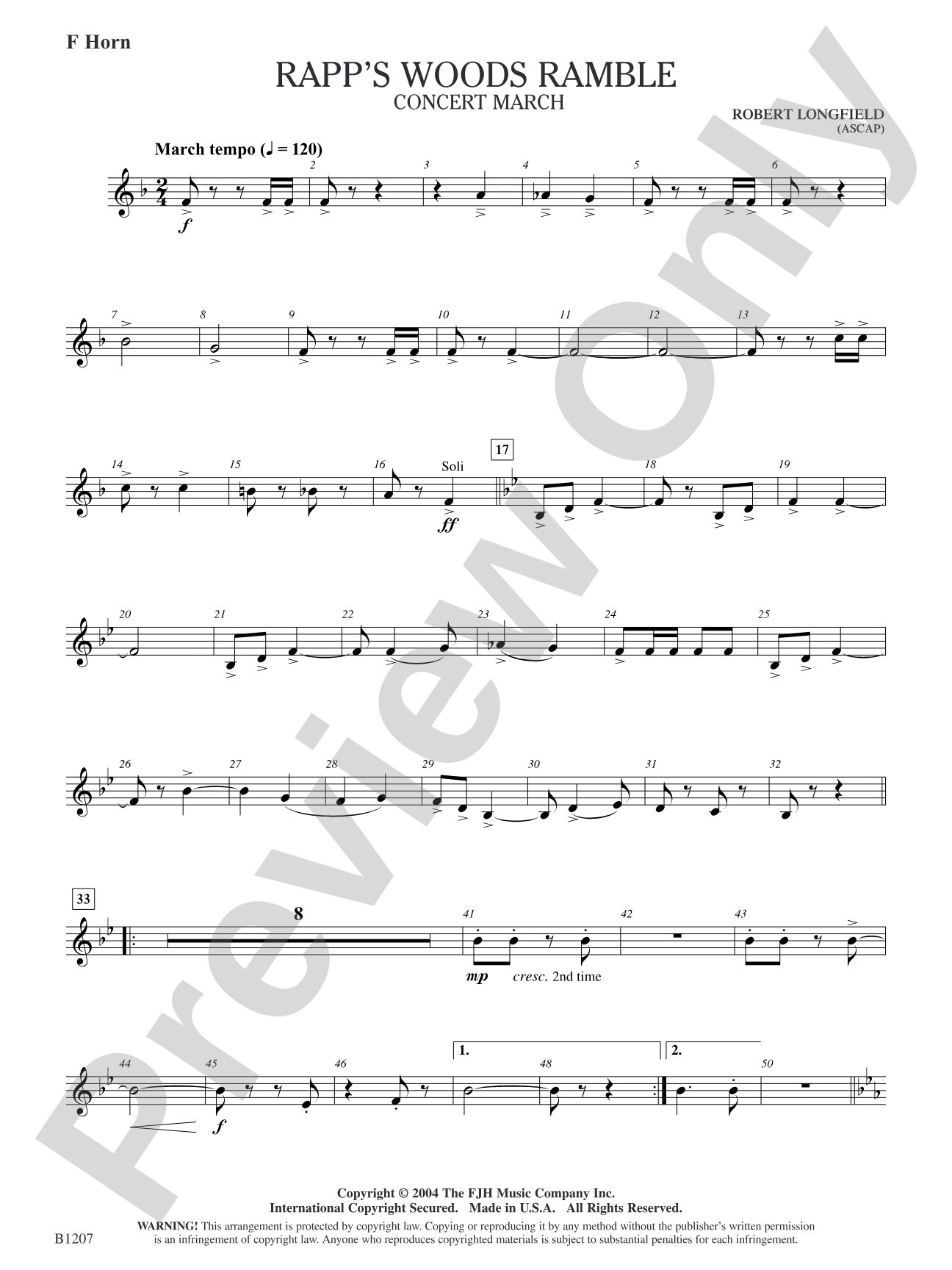 Rapp's Woods Ramble: F Horn