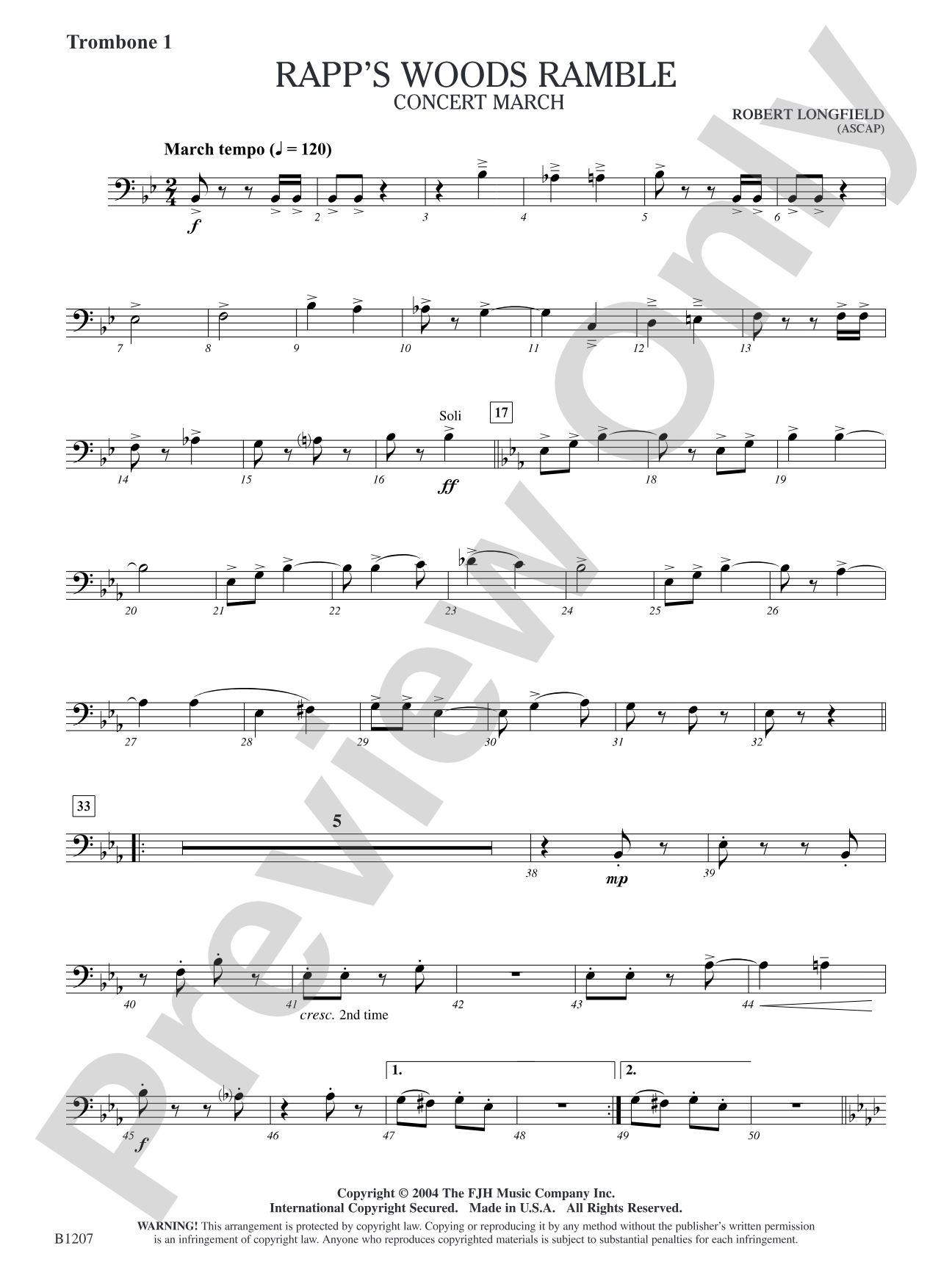 Rapp's Woods Ramble: Trombone 1