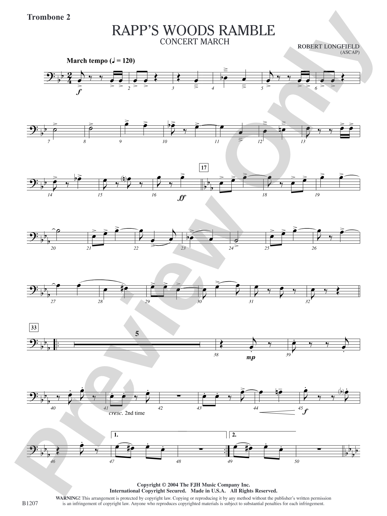 Rapp's Woods Ramble: Trombone 2