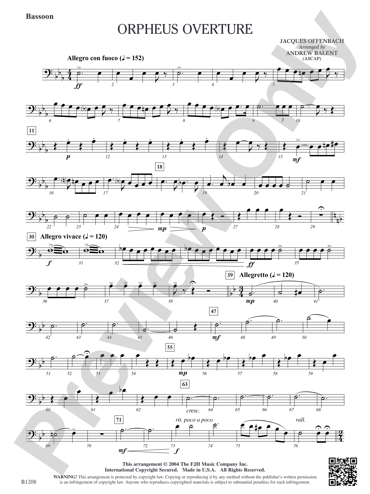 Orpheus Overture: Bassoon