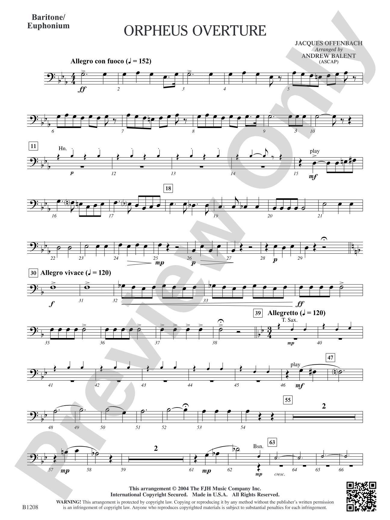 Orpheus Overture: Baritone/Euphonium