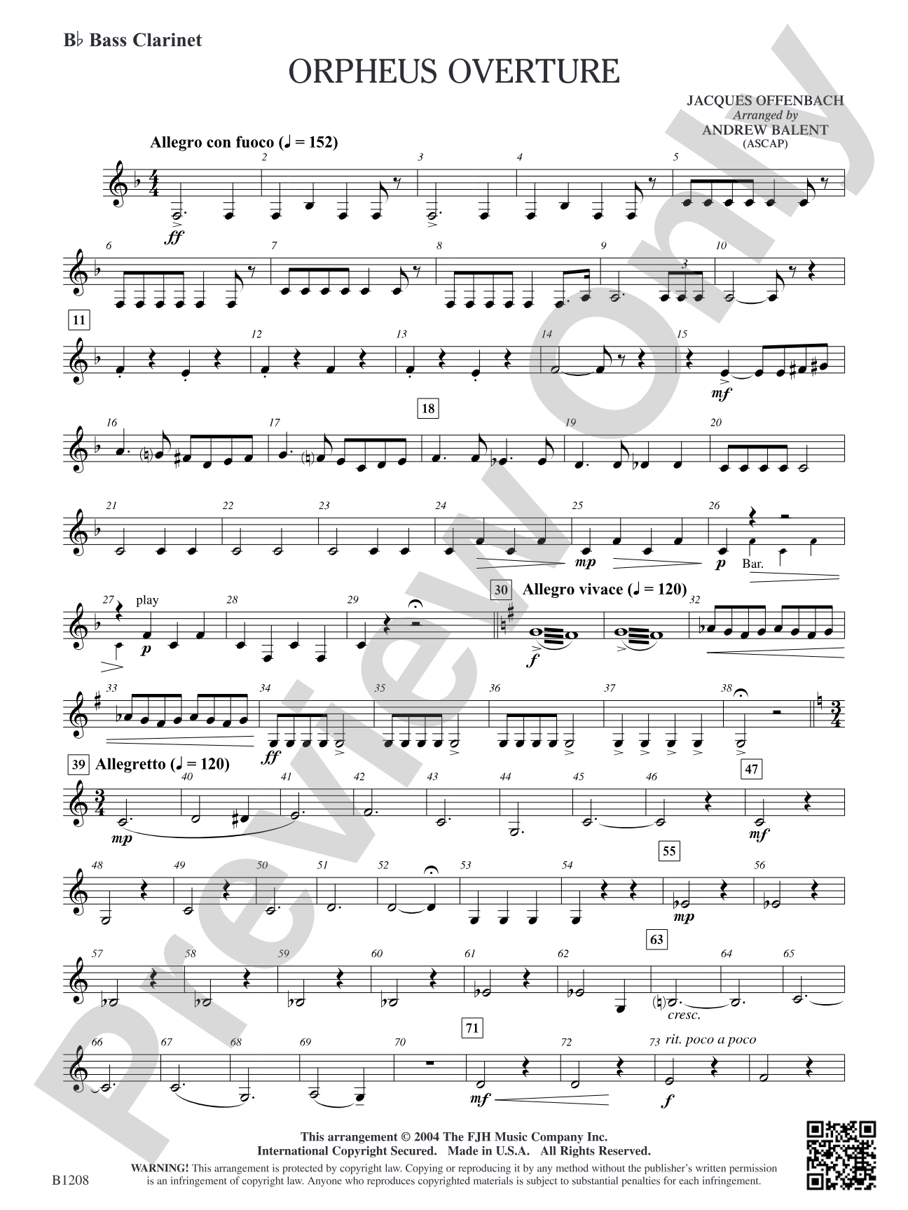 Orpheus Overture: B-flat Bass Clarinet
