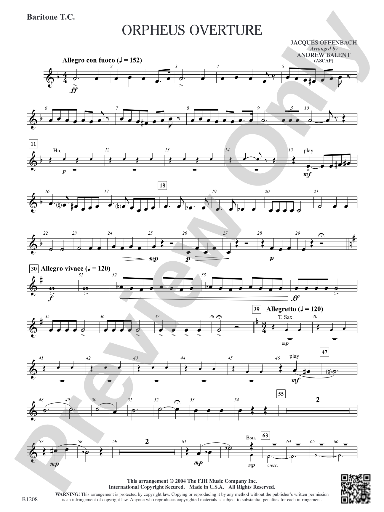 Orpheus Overture: Baritone T.C.