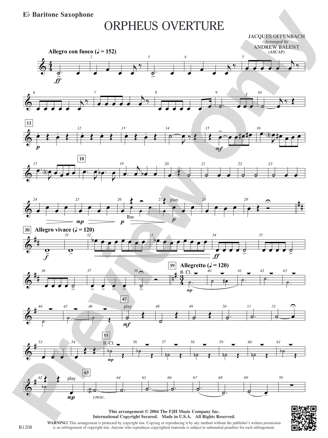 Orpheus Overture: E-flat Baritone Saxophone