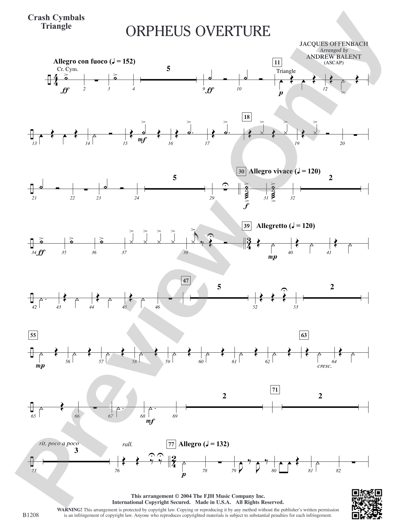 Orpheus Overture: Crash Cymbals/Triangle