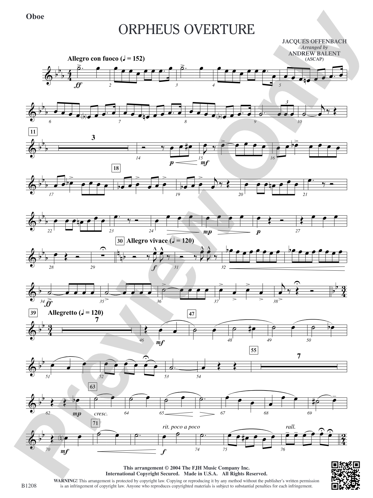 Orpheus Overture: Oboe