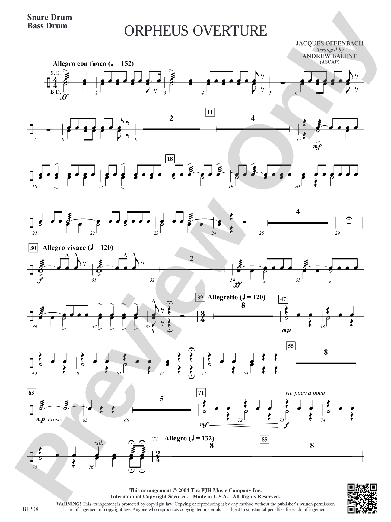 Orpheus Overture: Snare Drum/Bass Drum