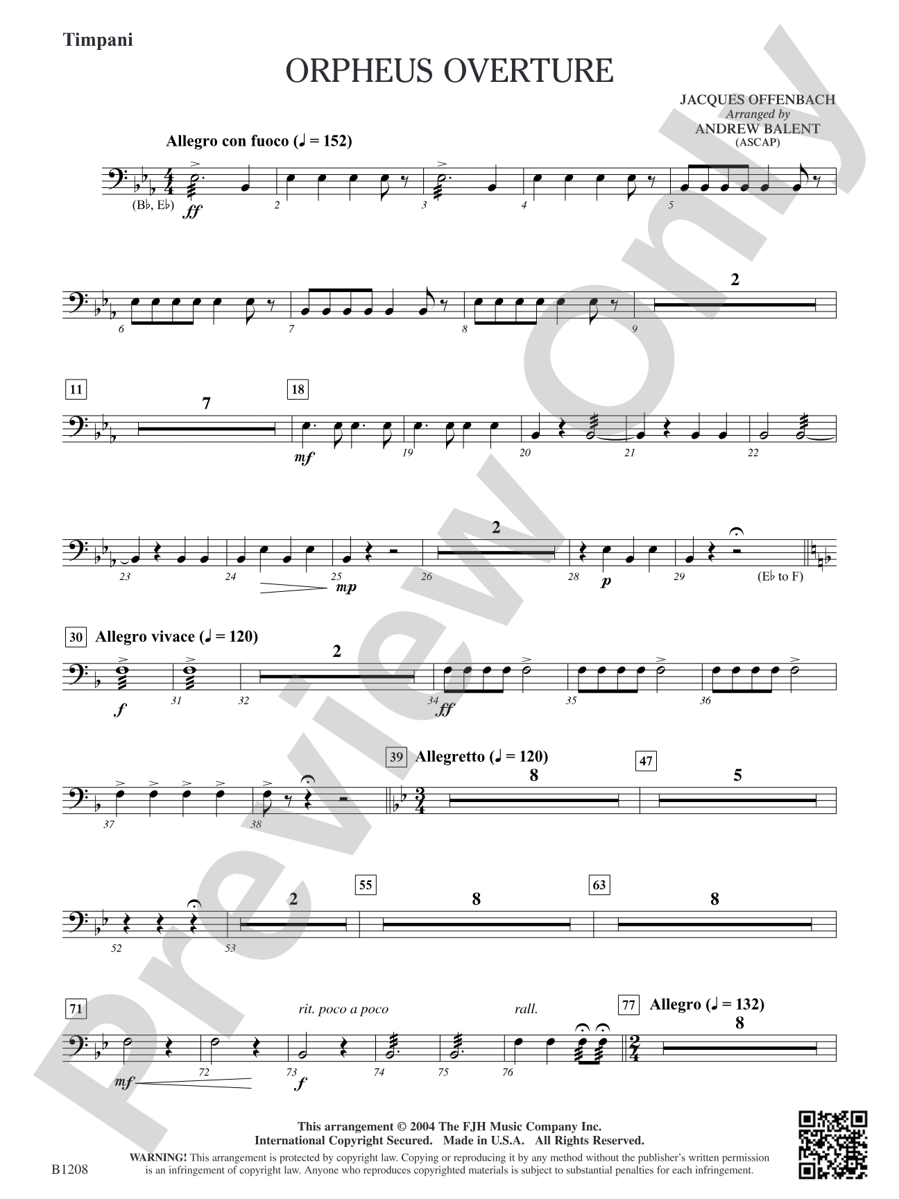 Orpheus Overture: Timpani
