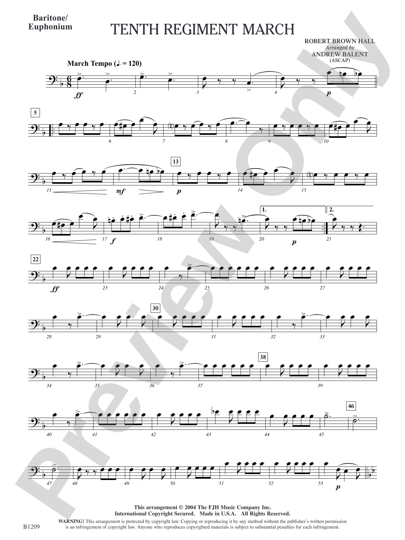 Tenth Regiment March: Baritone/Euphonium