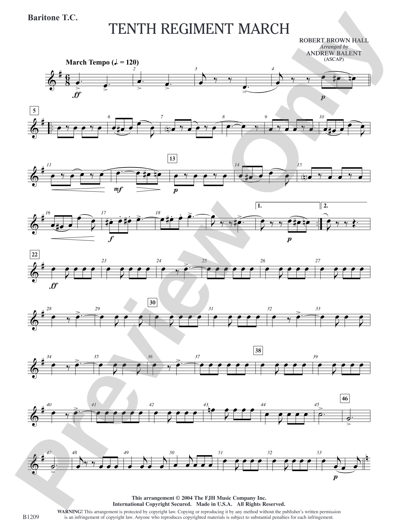 Tenth Regiment March: Baritone T.C.
