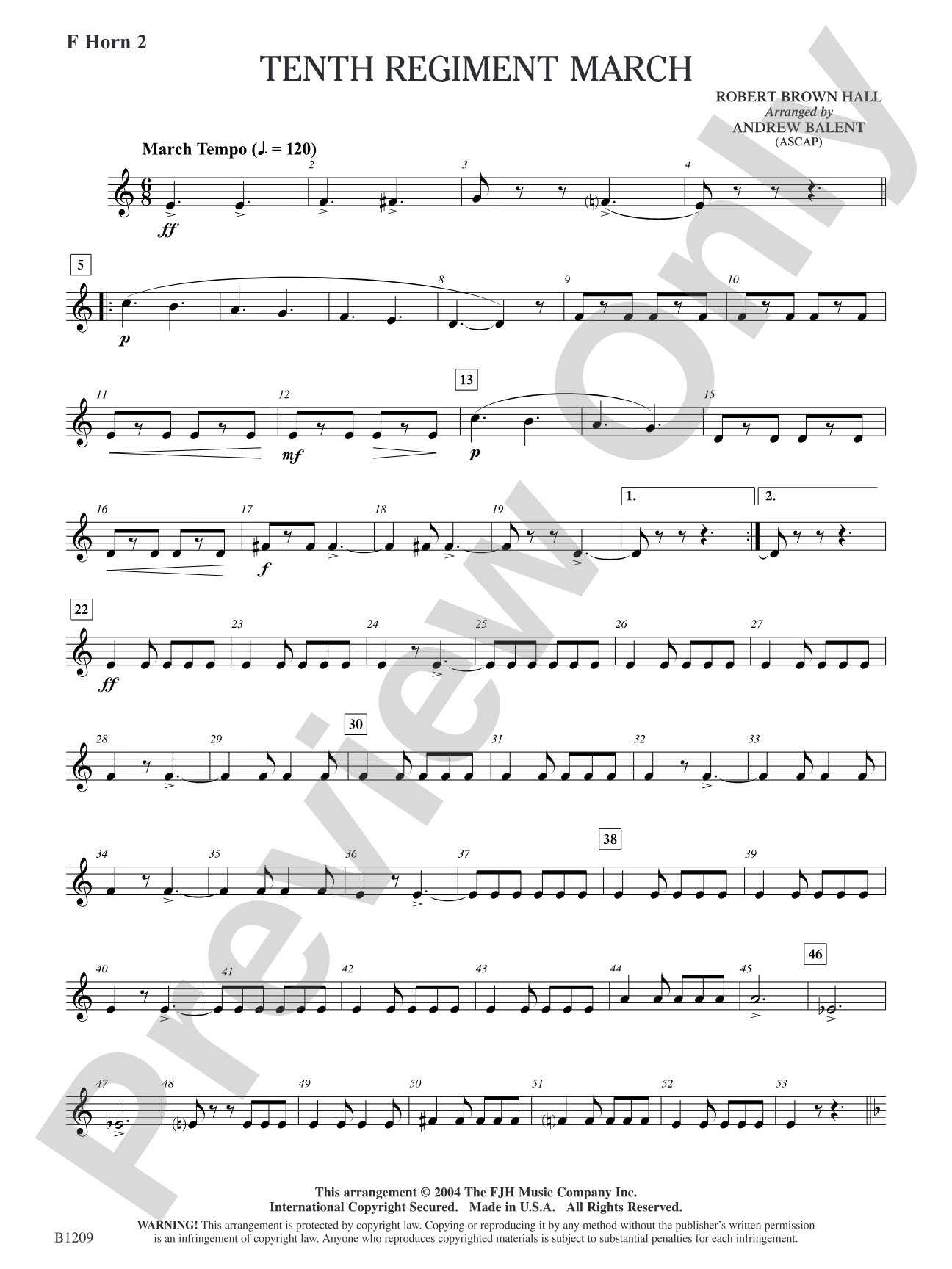 Tenth Regiment March: F Horn 2