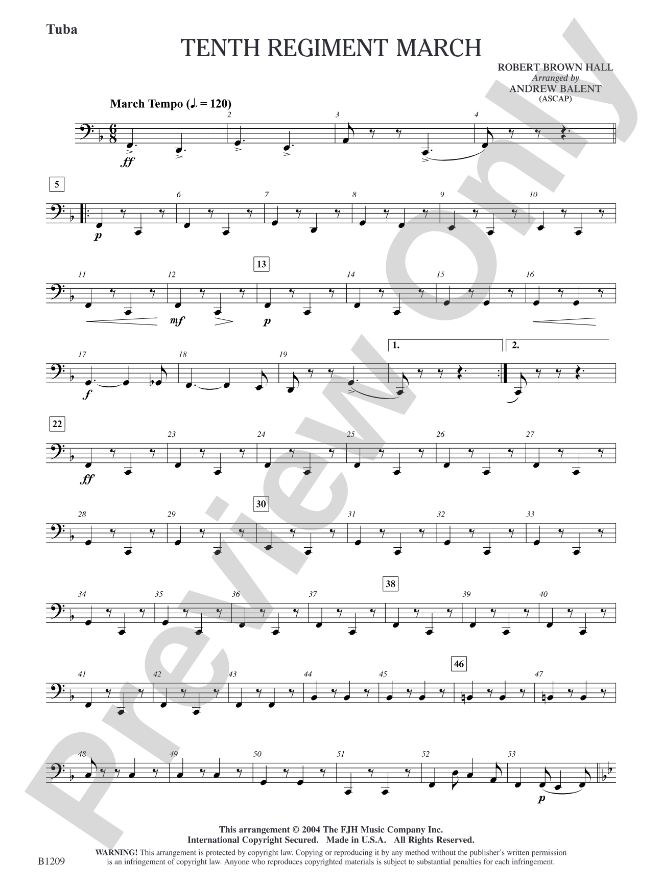 Tenth Regiment March: Tuba