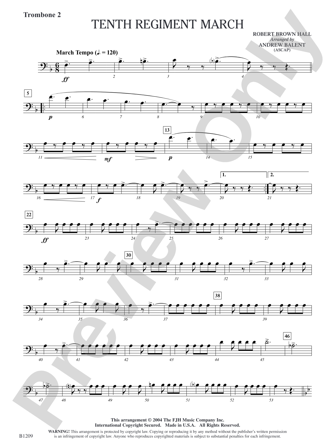 Tenth Regiment March: Trombone 2