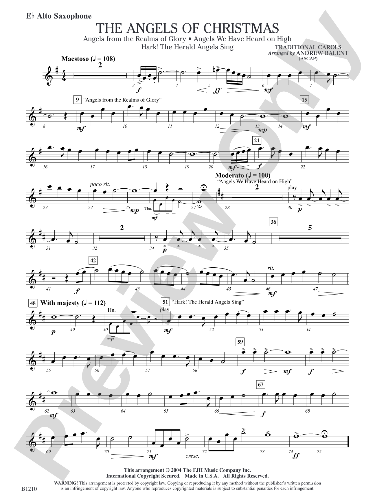 The Angels of Christmas: E-flat Alto Saxophone