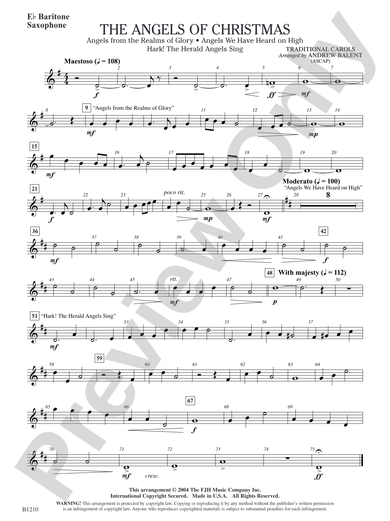 The Angels of Christmas: E-flat Baritone Saxophone