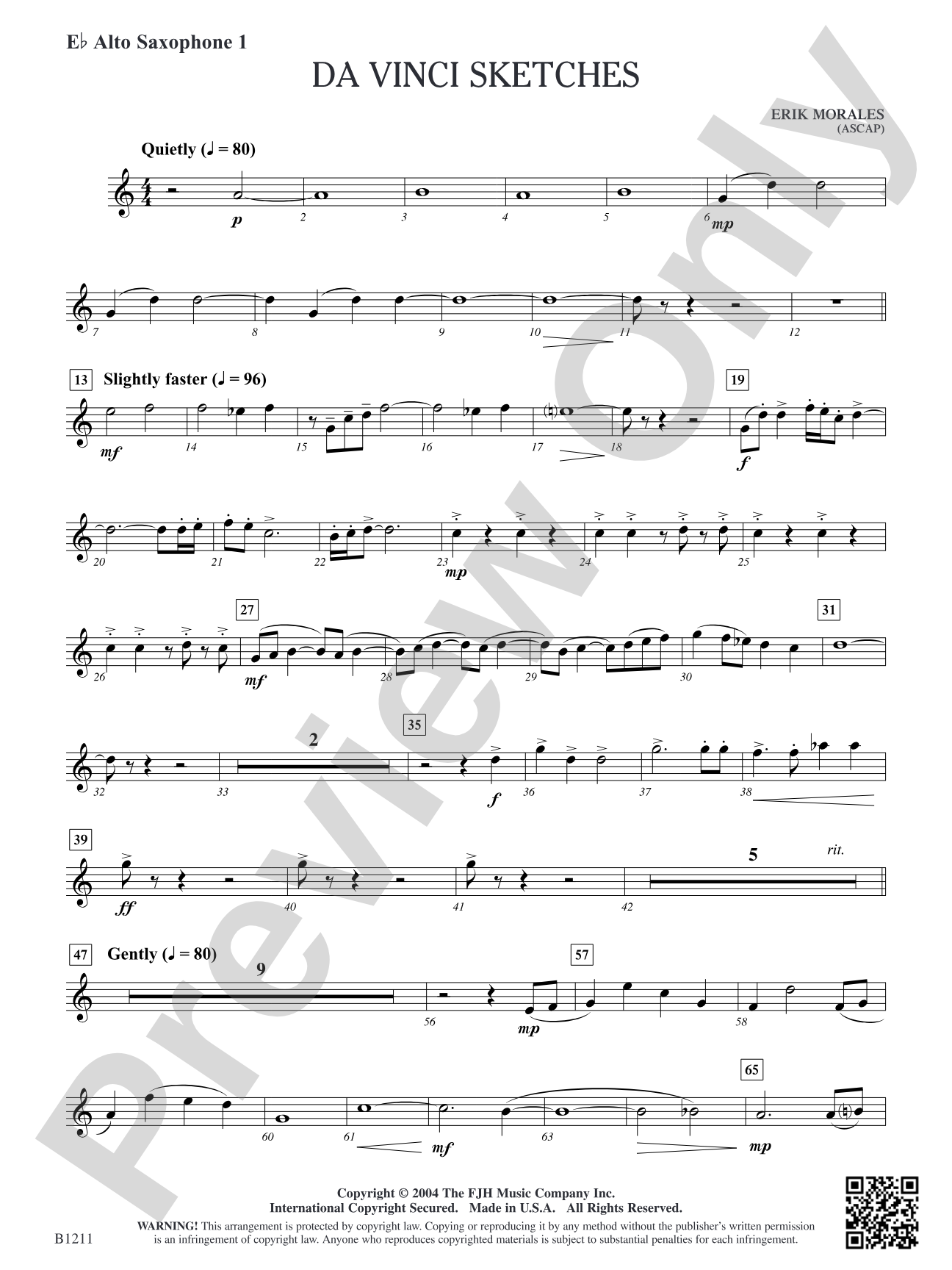 Da Vinci Sketches: E-flat Alto Saxophone 1