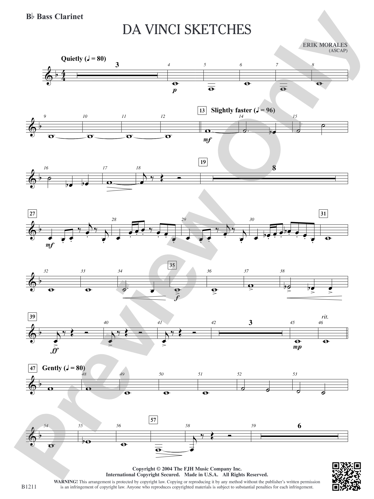 Da Vinci Sketches: B-flat Bass Clarinet