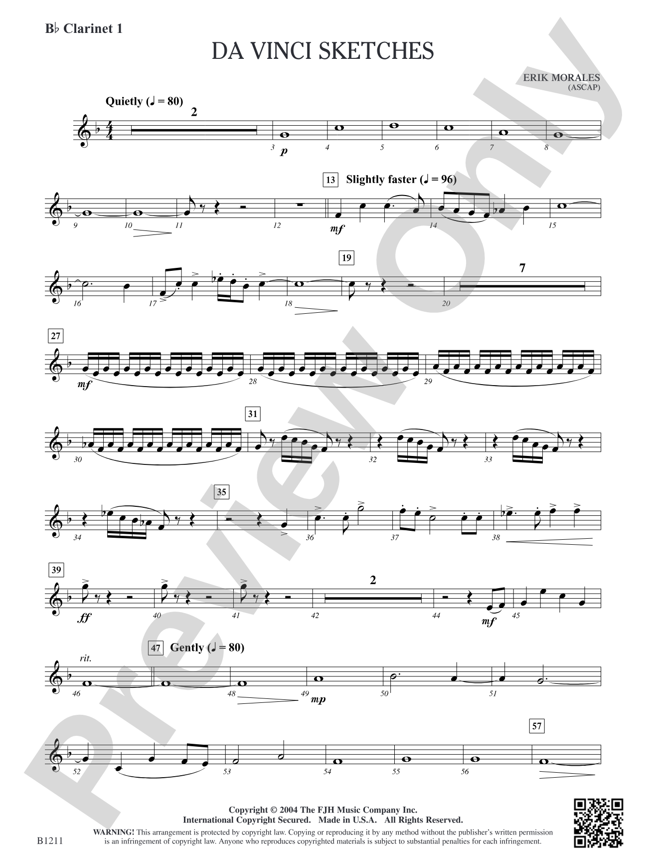 Da Vinci Sketches: B-flat Clarinet 1