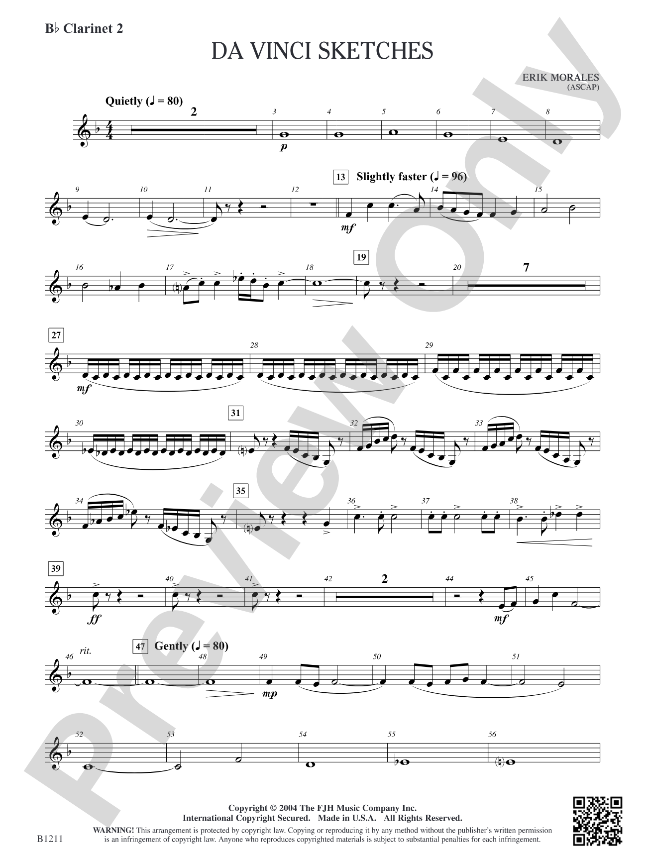 Da Vinci Sketches: B-flat Clarinet 2