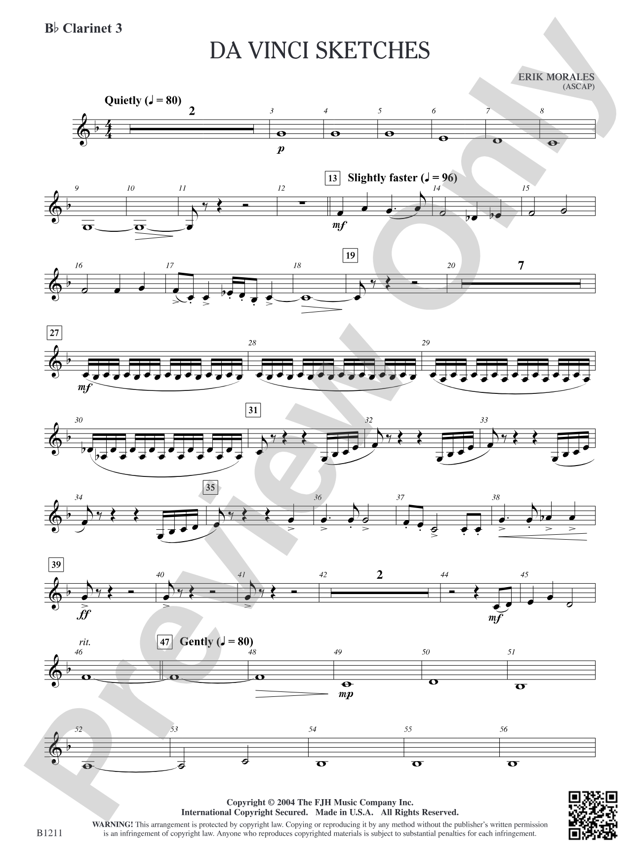 Da Vinci Sketches: B-flat Clarinet 3