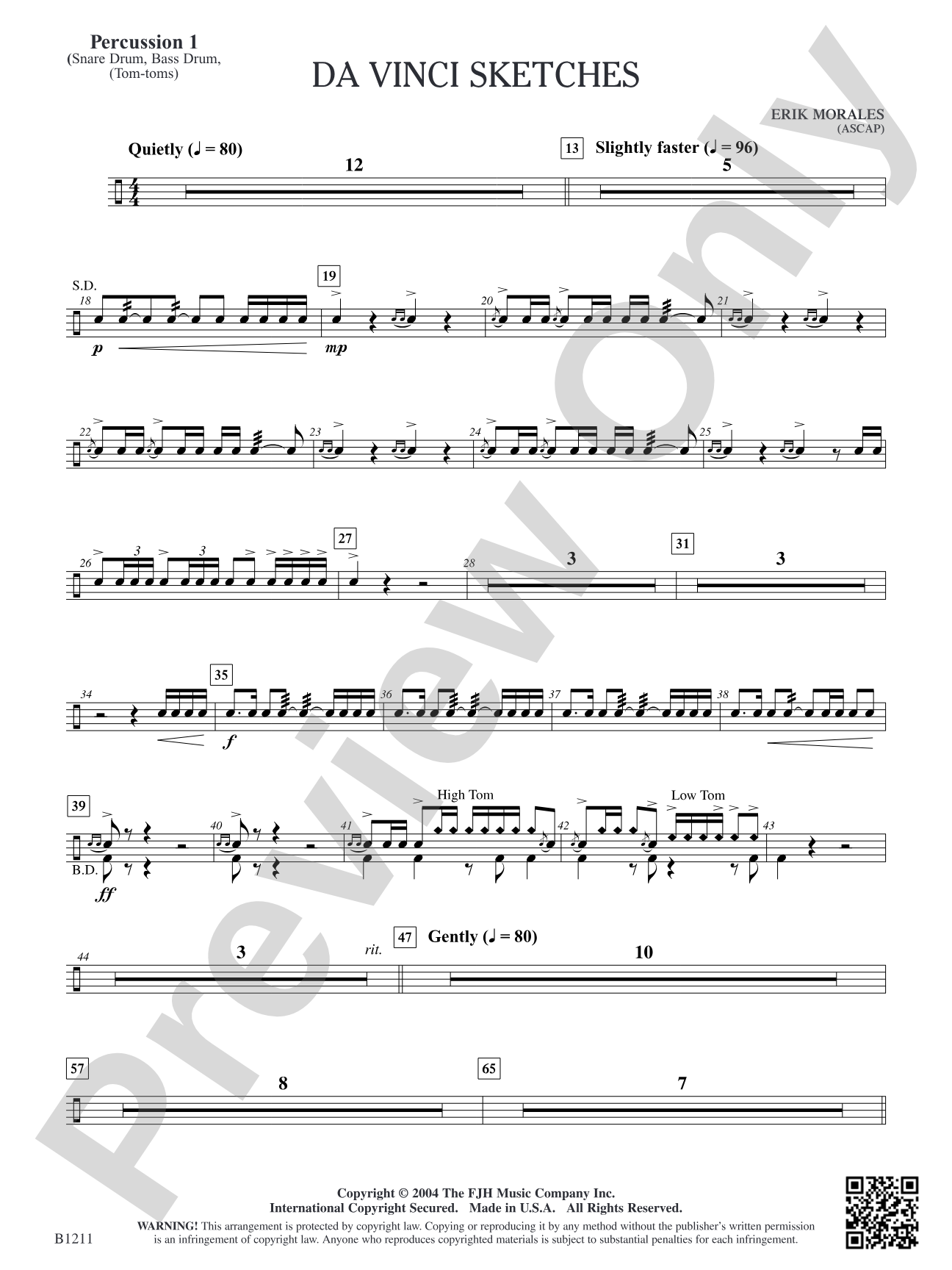 Da Vinci Sketches: Percussion 1