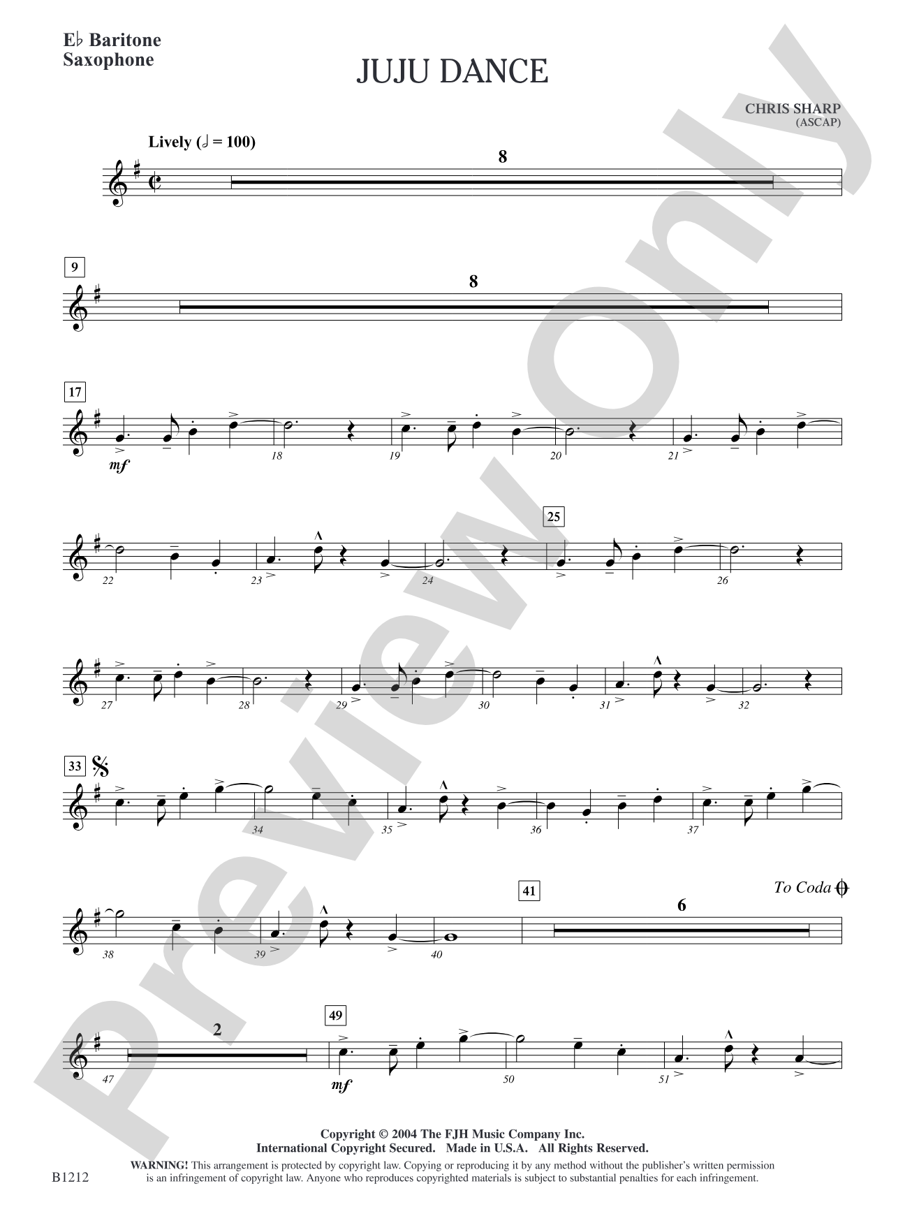 Juju Dance: E-flat Baritone Saxophone