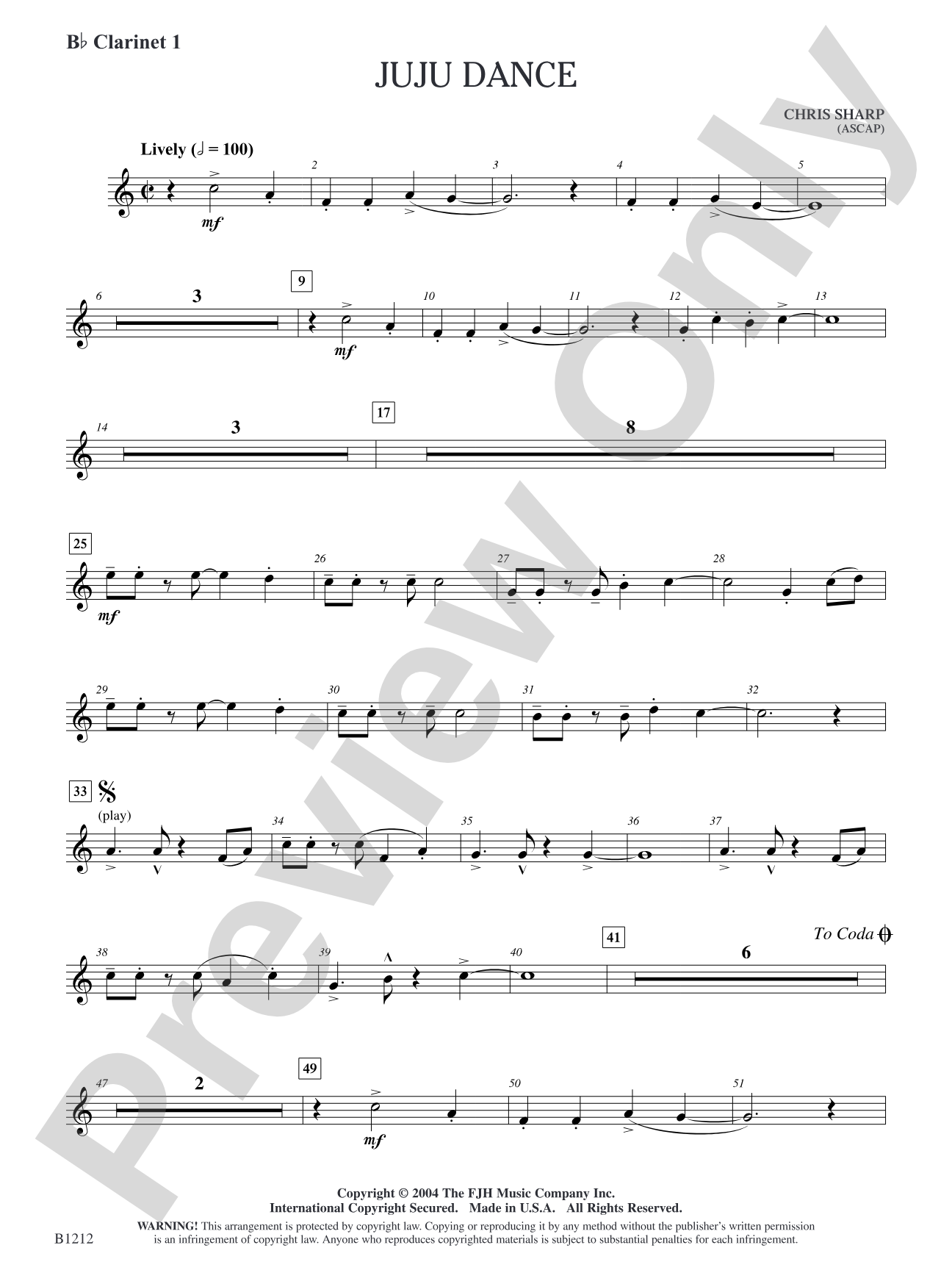 Juju Dance: B-flat Clarinet 1