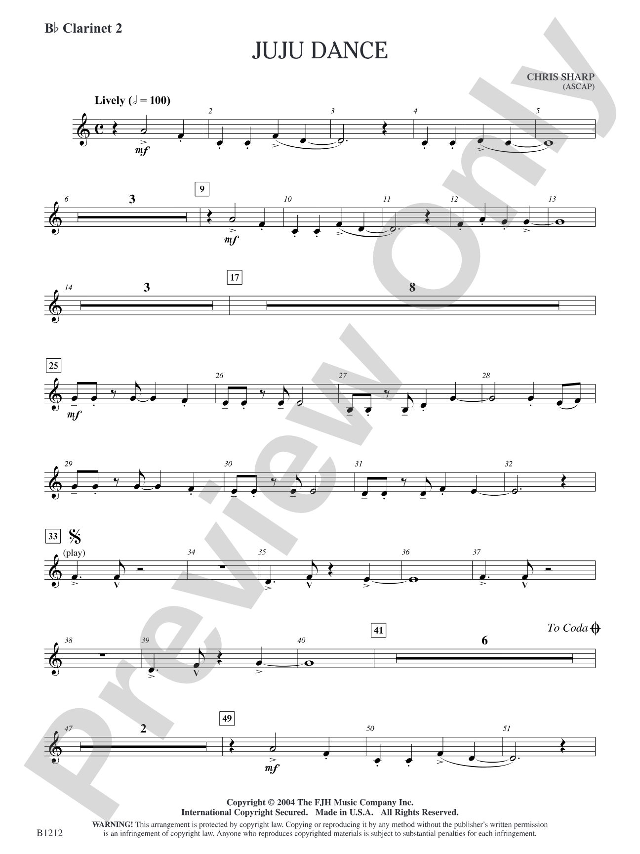 Juju Dance: B-flat Clarinet 2