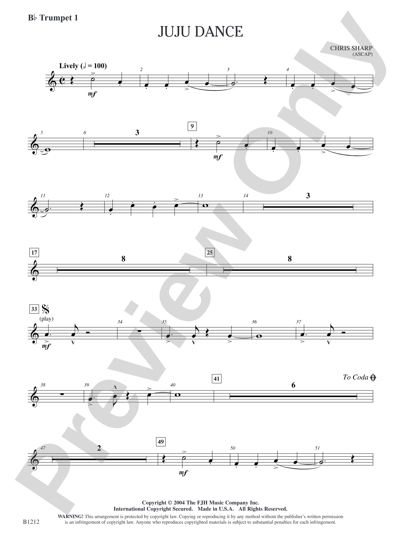 Juju Dance: B-flat Trumpet 1