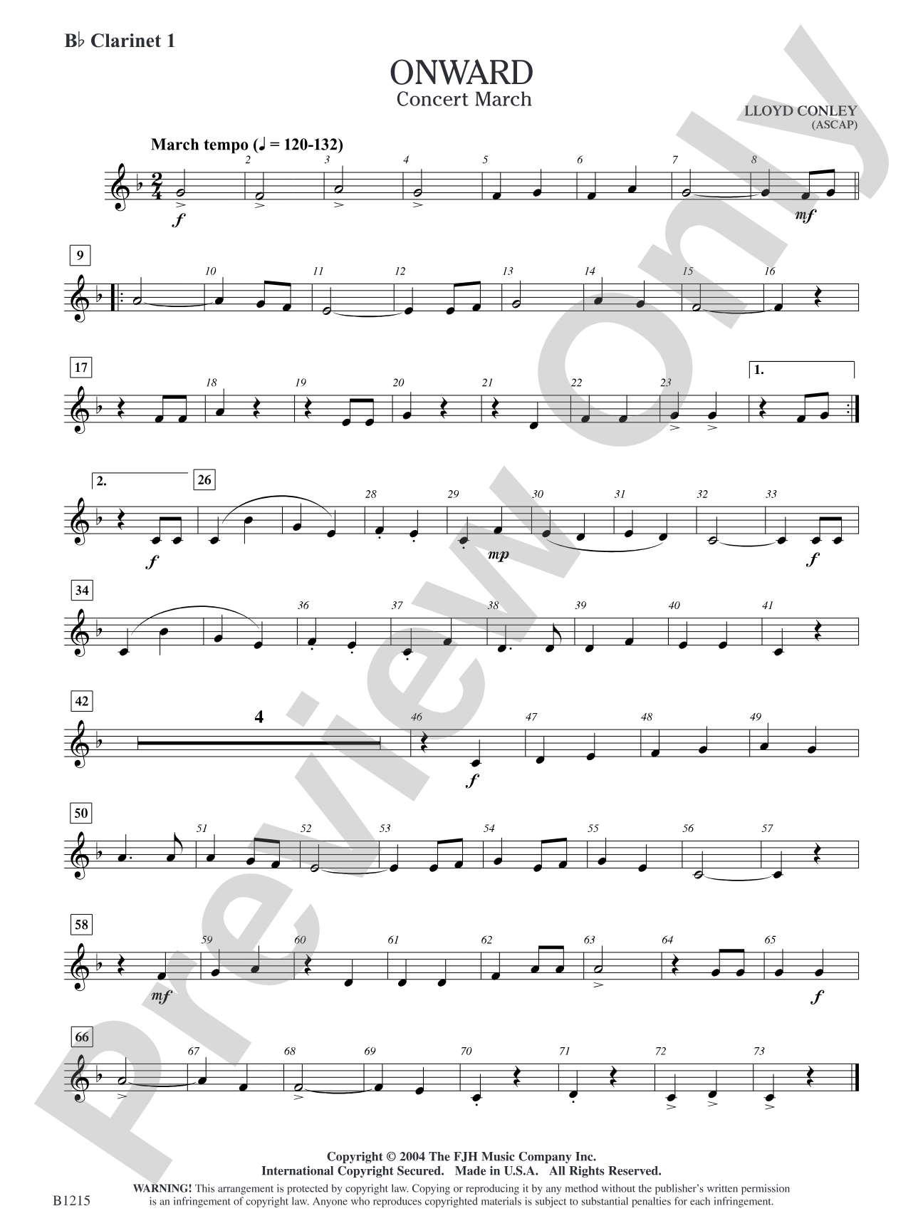 Onward: B-flat Clarinet 1