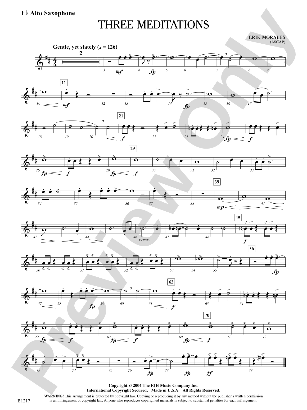 Three Meditations: E-flat Alto Saxophone