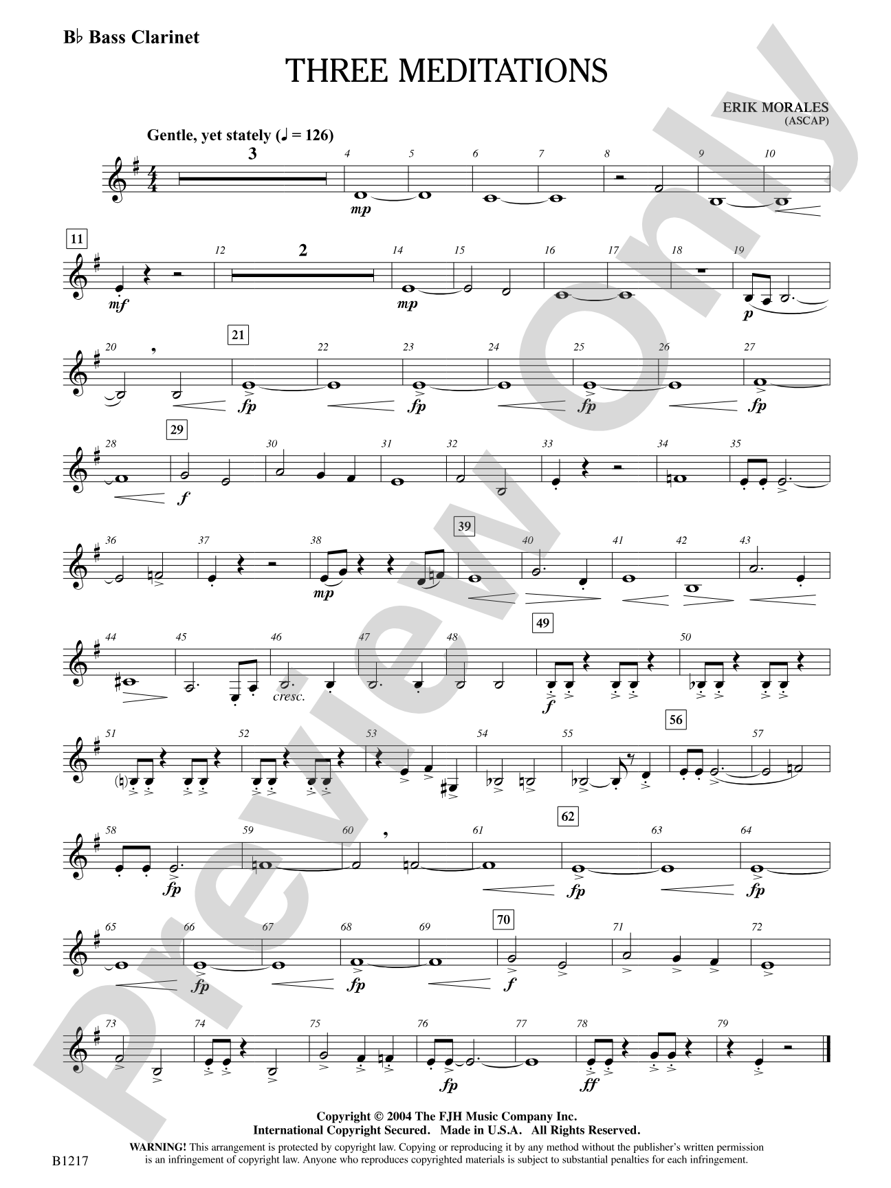Three Meditations: B-flat Bass Clarinet