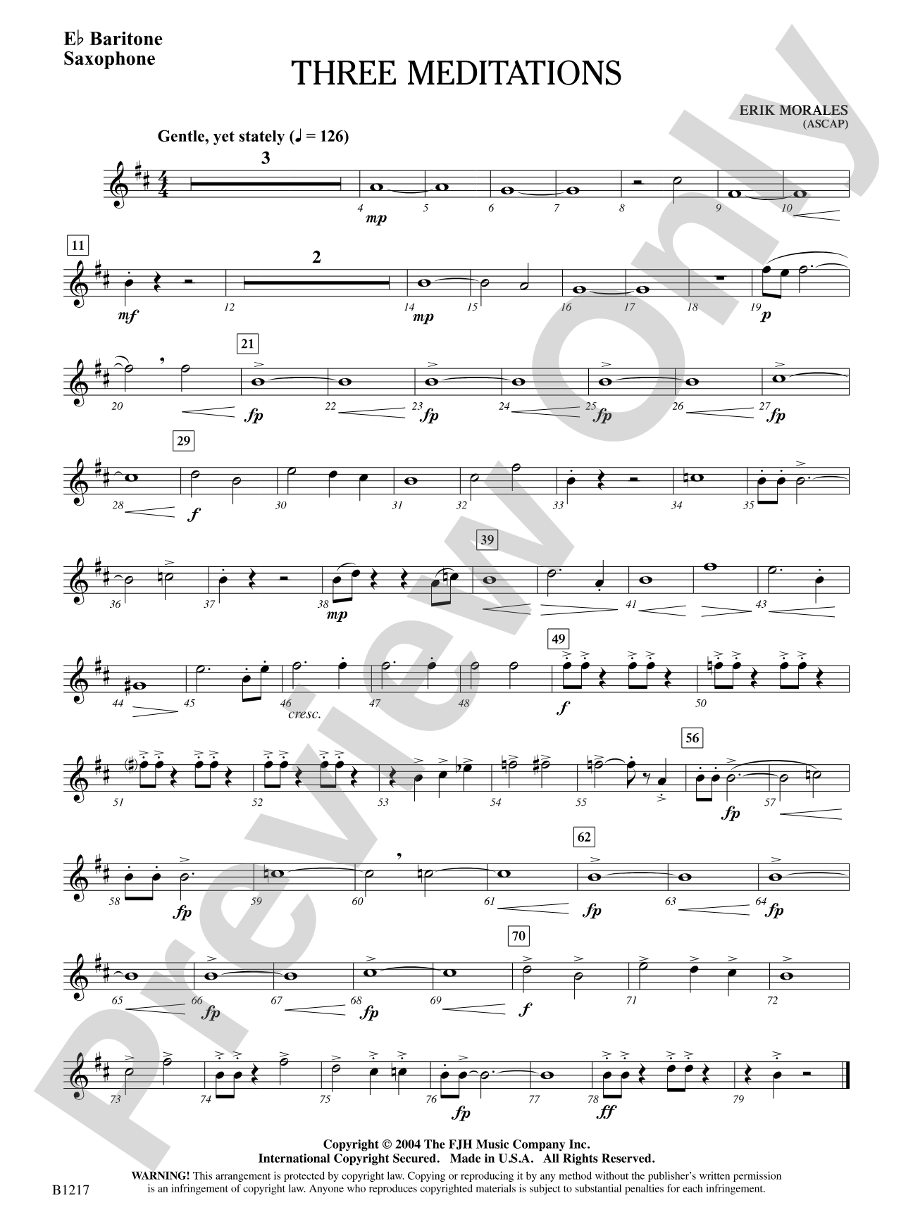 Three Meditations: E-flat Baritone Saxophone