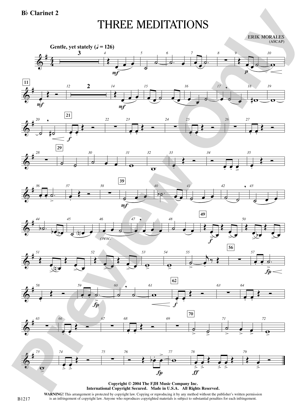 Three Meditations: B-flat Clarinet 2