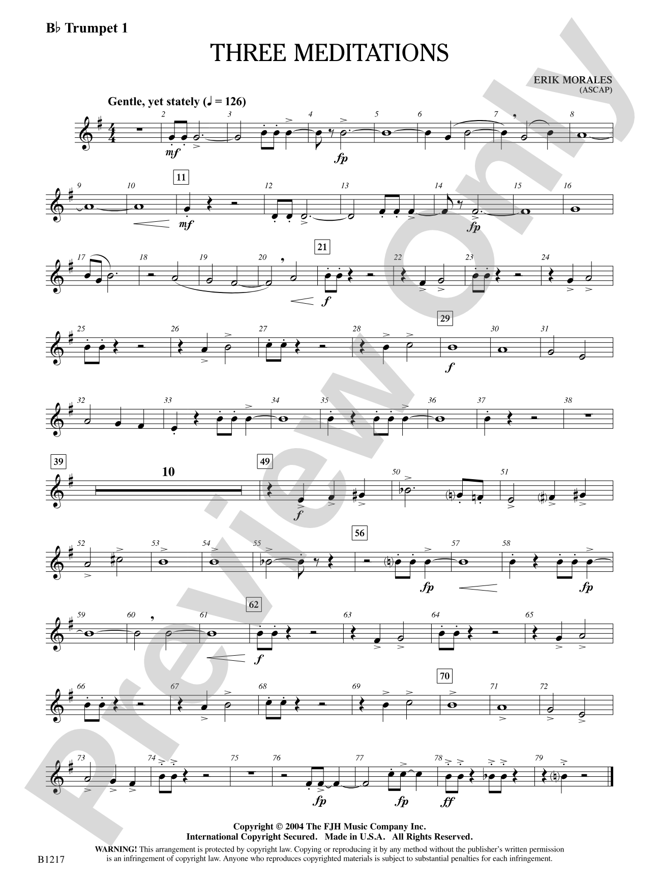 Three Meditations: B-flat Trumpet 1