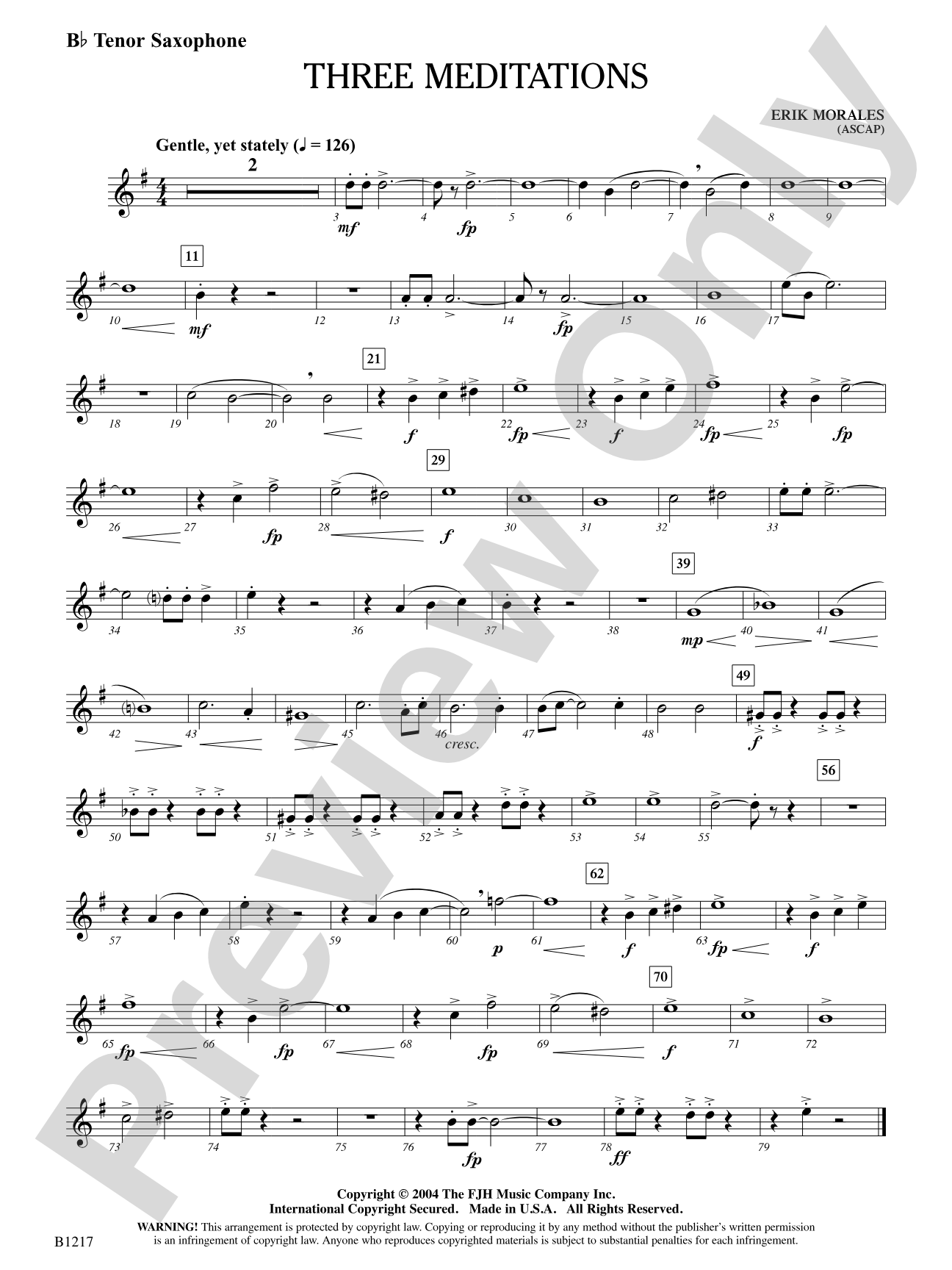 Three Meditations: B-flat Tenor Saxophone