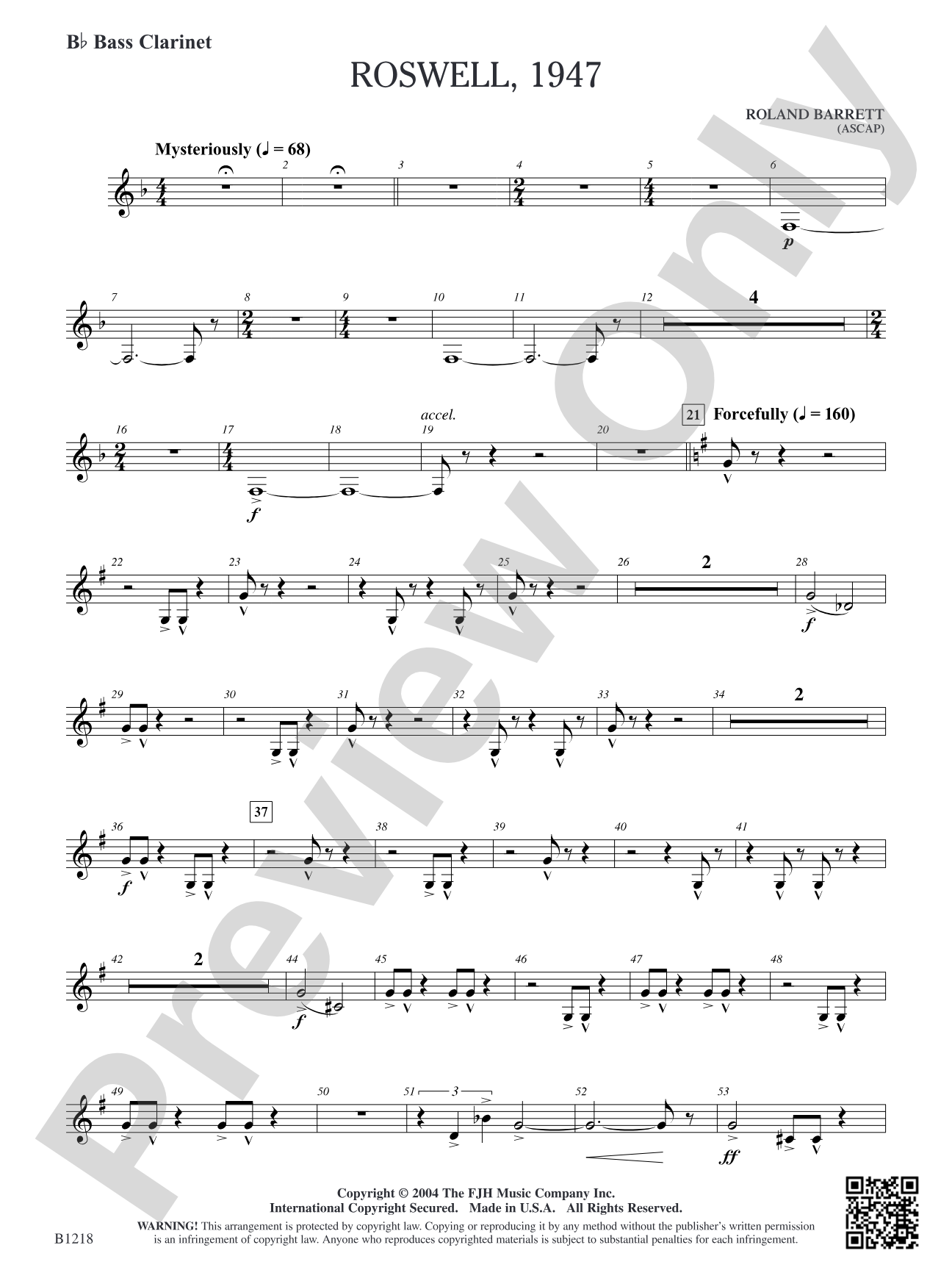 Roswell, 1947: B-flat Bass Clarinet
