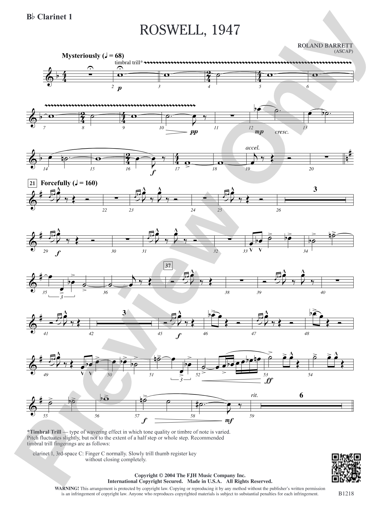 Roswell, 1947: B-flat Clarinet 1
