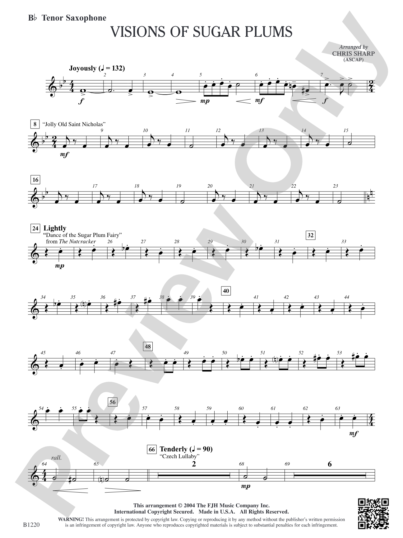Visions of Sugar Plums: B-flat Tenor Saxophone