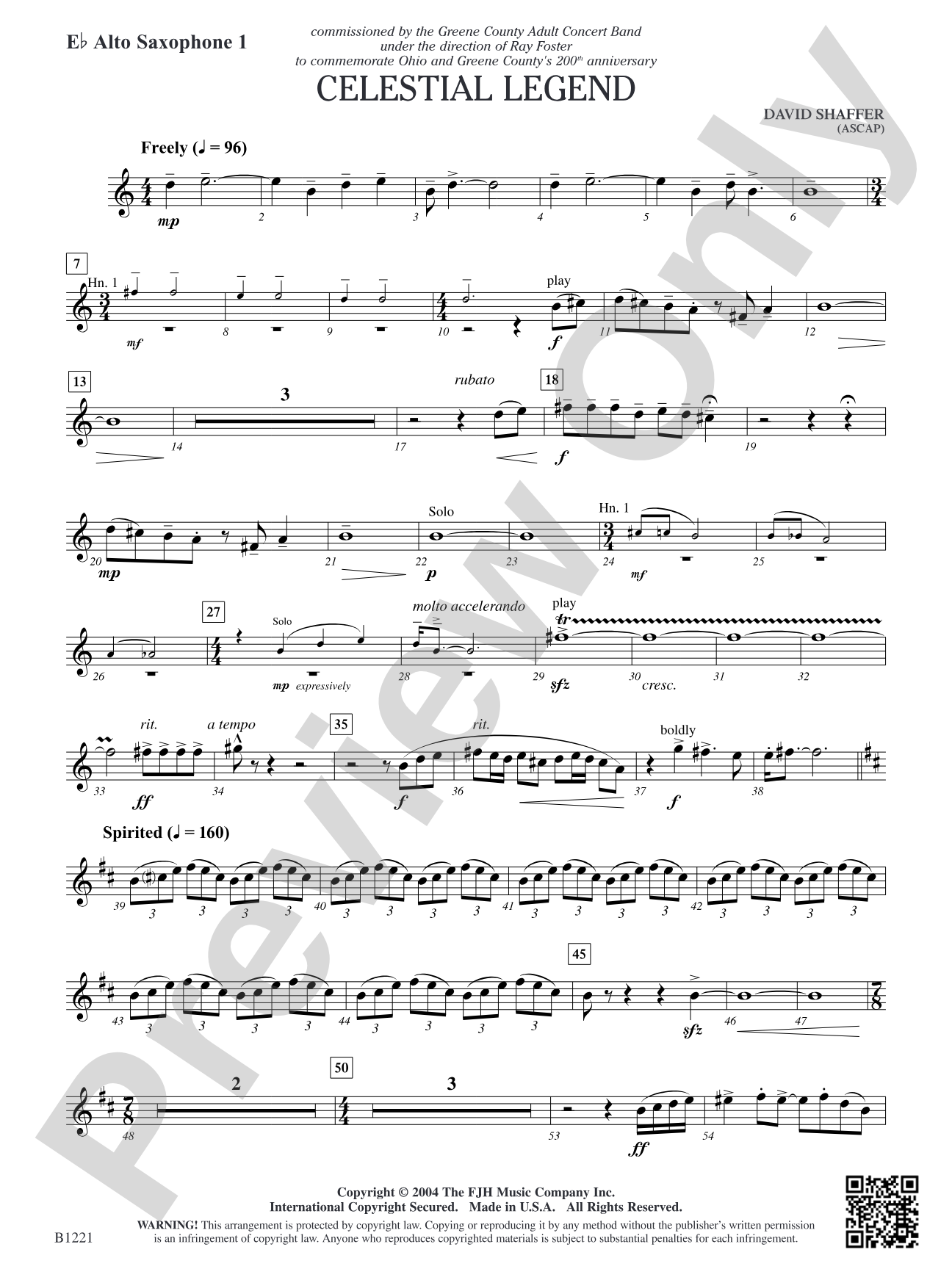 Celestial Legend: E-flat Alto Saxophone 1