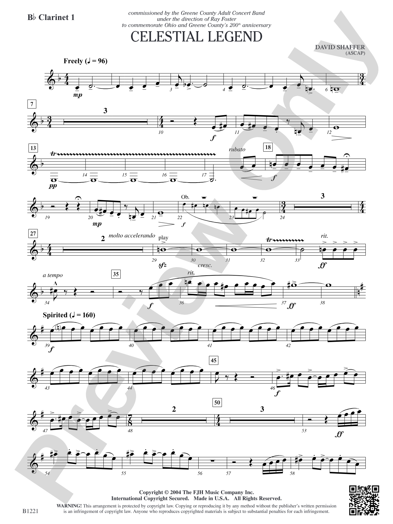 Celestial Legend: B-flat Clarinet 1