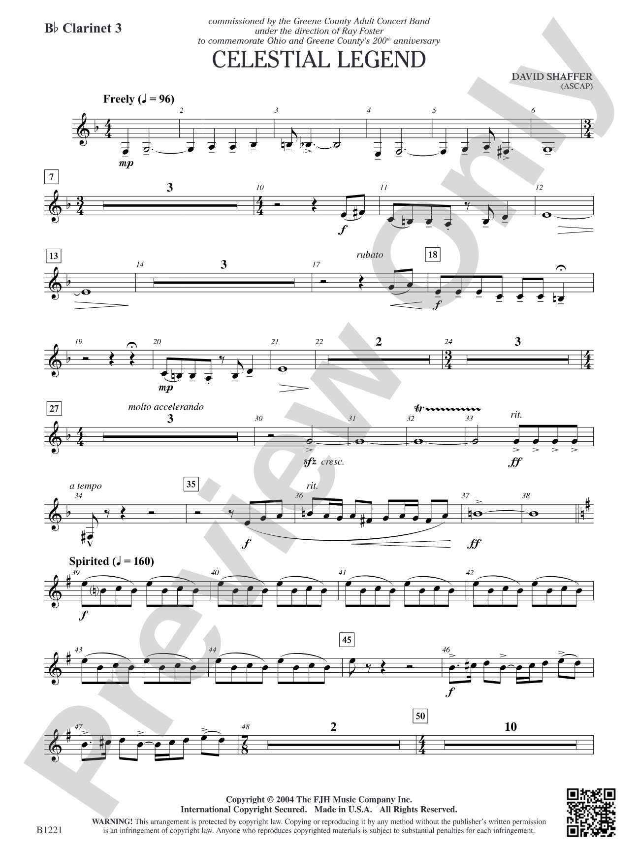 Celestial Legend: B-flat Clarinet 3