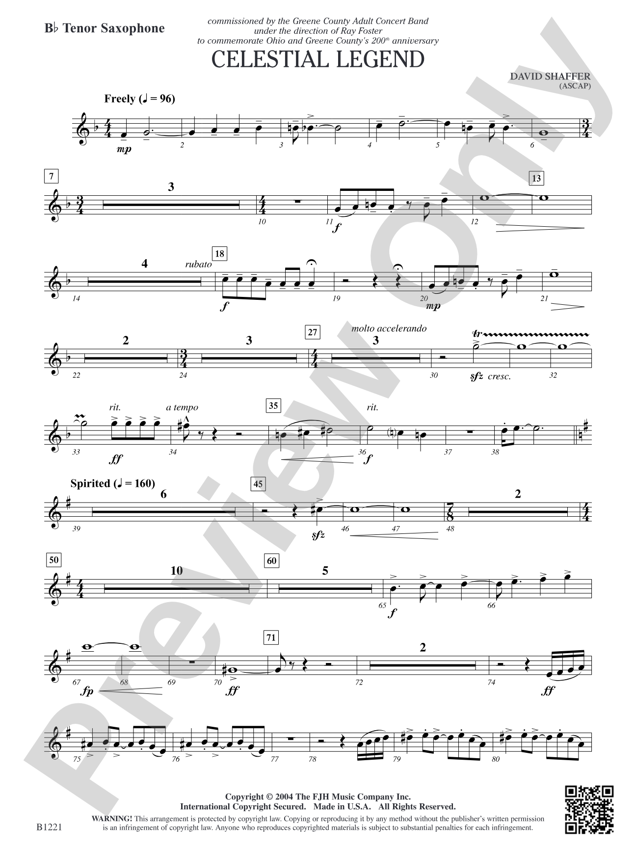 Celestial Legend: B-flat Tenor Saxophone