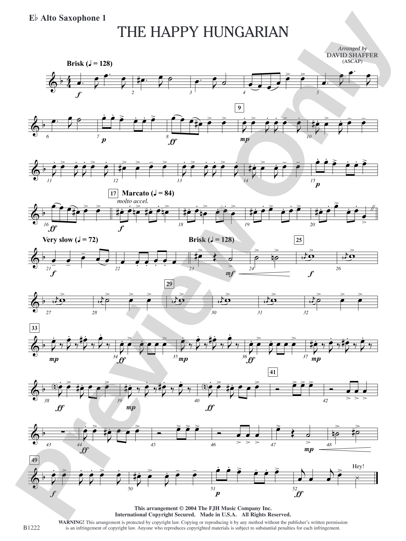 The Happy Hungarian: E-flat Alto Saxophone 1