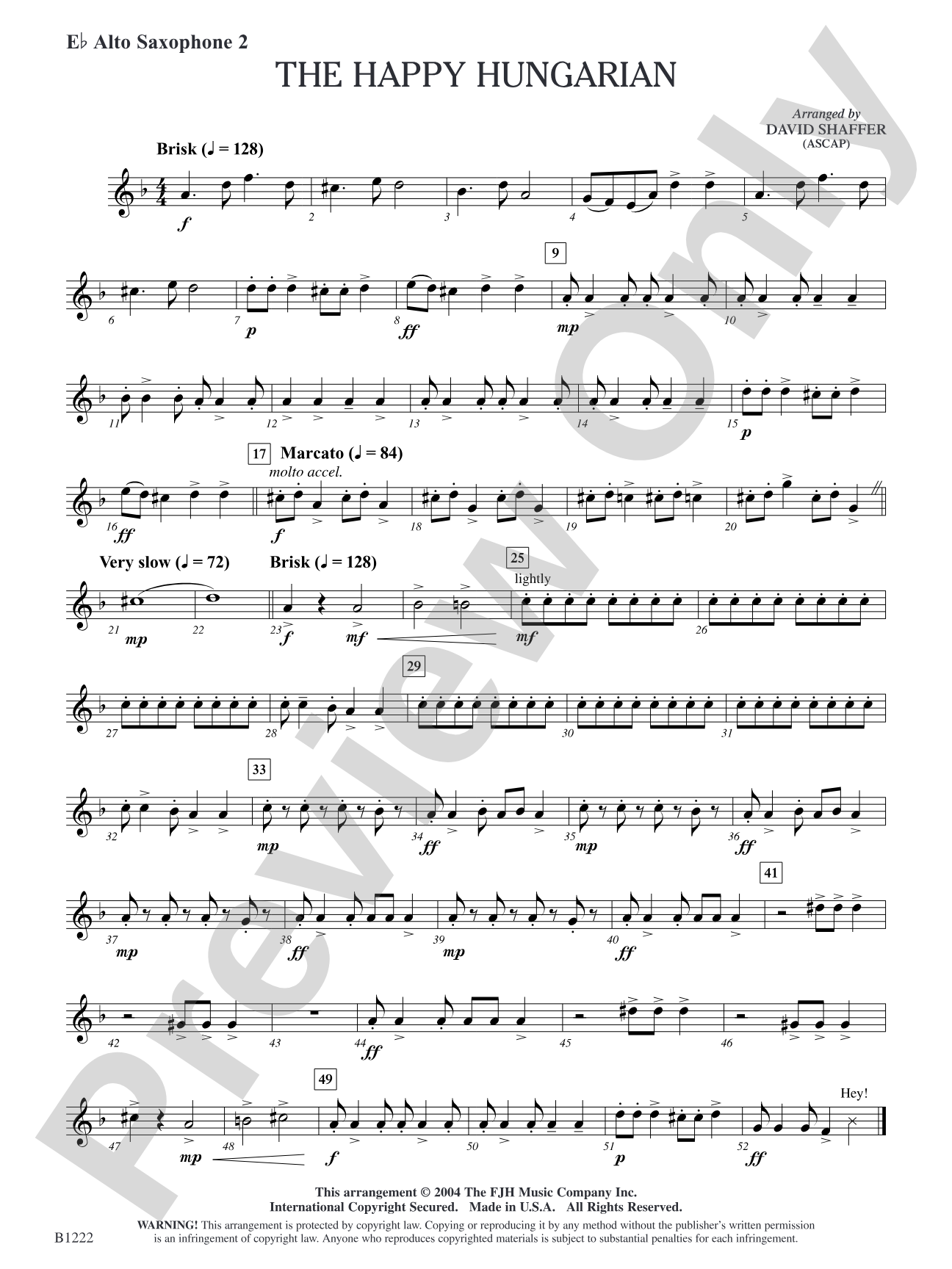 The Happy Hungarian: E-flat Alto Saxophone 2