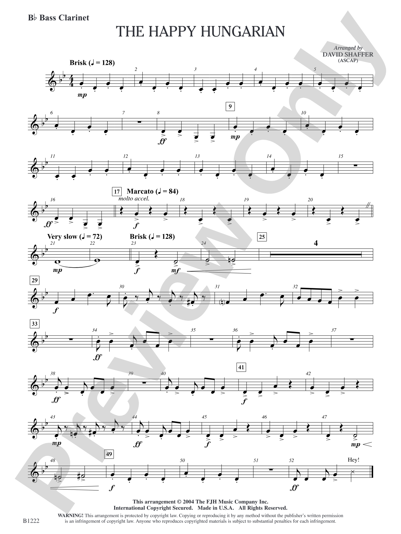 The Happy Hungarian: B-flat Bass Clarinet