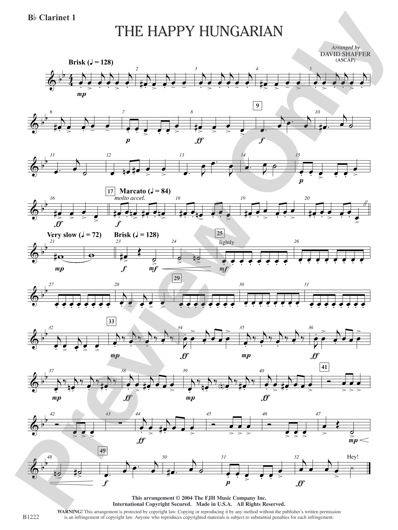 The Happy Hungarian: B-flat Clarinet 1