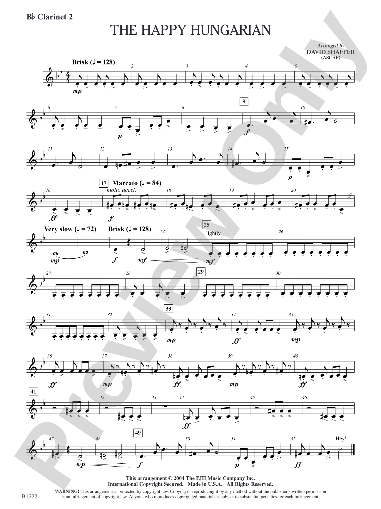 The Happy Hungarian: B-flat Clarinet 2
