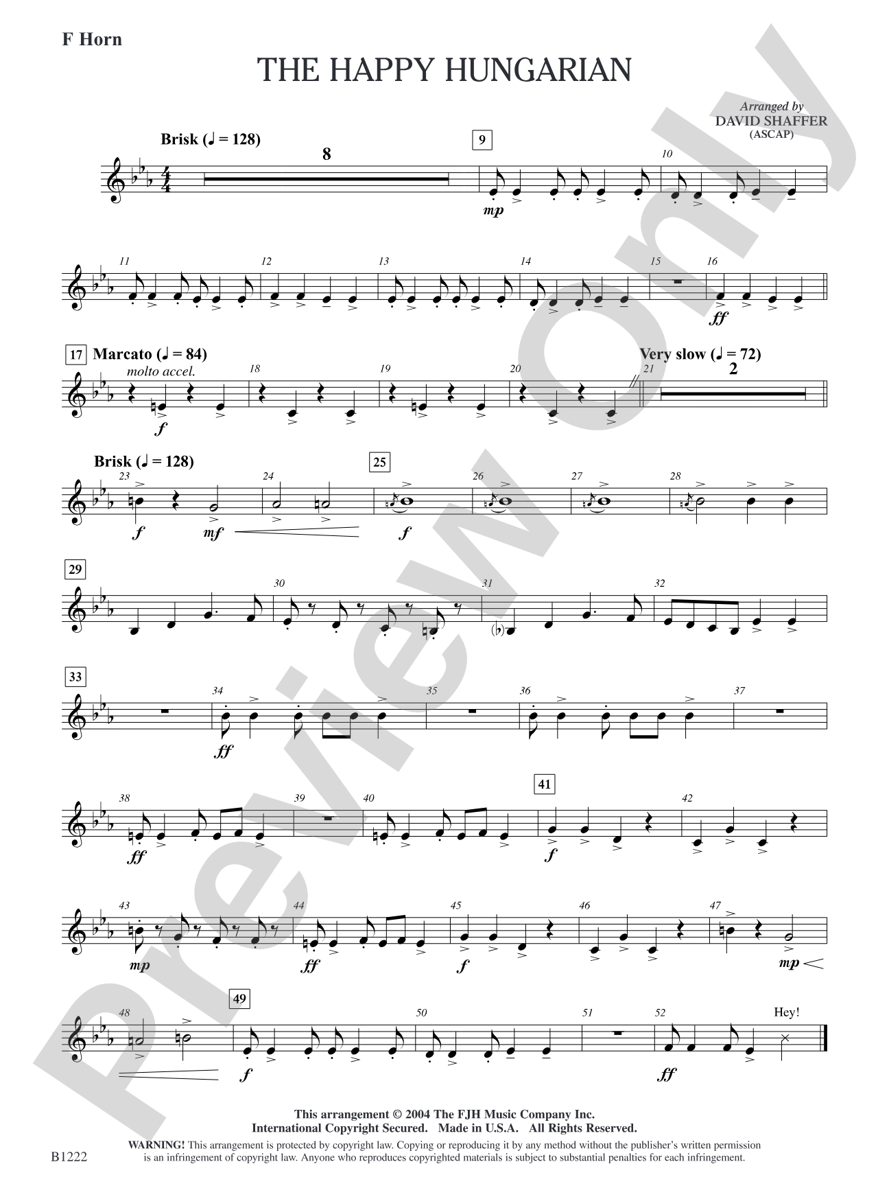 The Happy Hungarian: F Horn