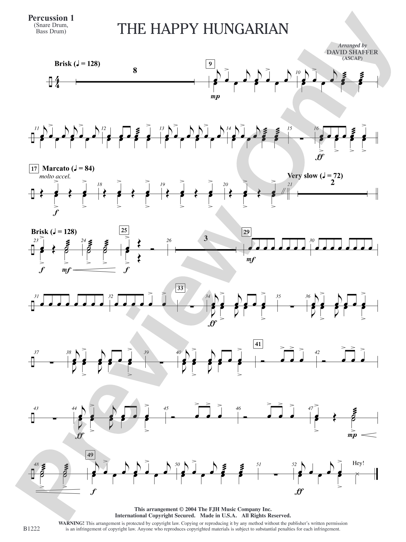 The Happy Hungarian: Percussion 1